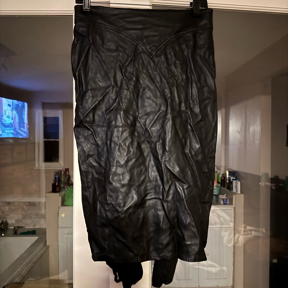 Killstar Black Faux Leather Pencil Skirt